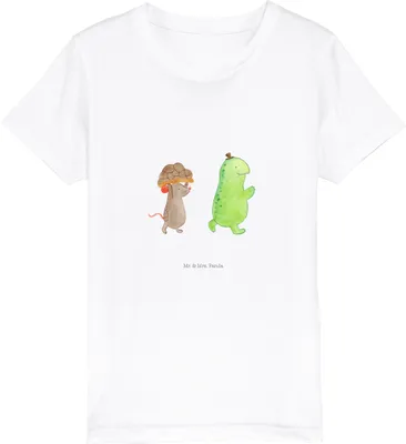 Produktbild von Mr. & Mrs. Panda Kleinkinder T-Shirt Schildkröte Maus 3-4 Jahre (98/104) - Weiß - Geschenk, Freunde, Kinder Mädchen, Beste Freundinnen, Shirts für, Teenager, Kindershirt