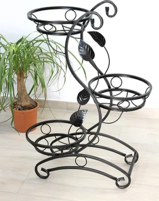 Image de DanDiBo Escalier pour fleurs Métal Noir 87 cm Support pour fleurs avec 3 étagères KW019 Colonne pour plantes Colonne pour plantes Tabouret pour fleurs
