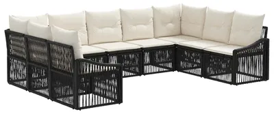 Immagine prodotto di vidaXL Set di divani da giardino 9 pezzi in polirattan nero