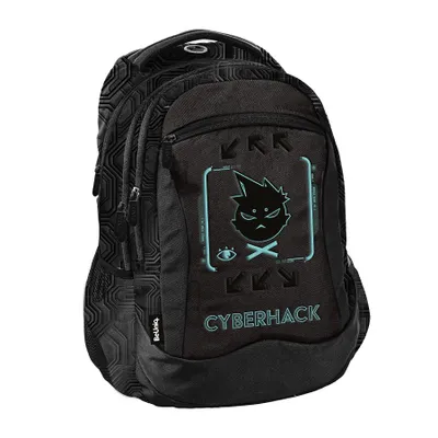 Produktbild von PASO Jugend-Schulrucksack für Mädchen Jungen CYBERHACK schwarz