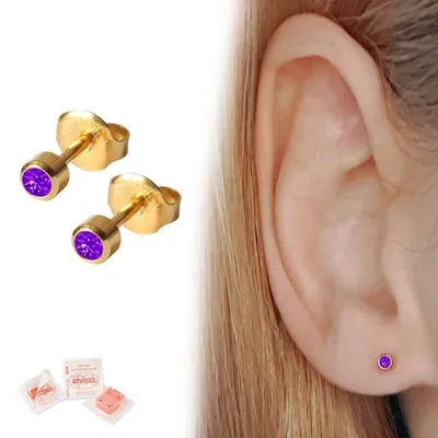 Produktbild von Medizinische Ohrstecker / Gesundheitsstecker / Erstohrstecker Zirkonia gold von Studex lila