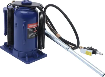 Produktbild von Hydraulischer Wagenheber - Flaschenheber 20 t - Druckluftbetrieben - Handpumpe - Automatische Rückholfeder - Schwerlast - Blau