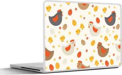 Produktbild von MuchoWow® Laptop Aufkleber Sticker Cover Huhn - Eier - Muster 25x18 cm - Laptop-Deko