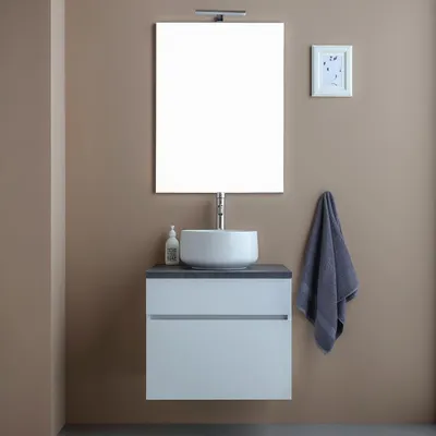 Immagine prodotto di Mobile bagno sospeso 60cm con cassetto bianco e top antracite | Sole