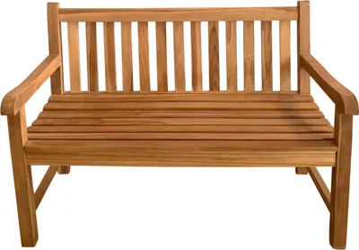 Produktbild von AXI Nowi Gartenbank aus Teak Holz in Braun | Holzbank mit Armlehnen | Teakholz Parkbank für den Garten / Terrasse mit Rückenlehne für 2 Personen | 120 x 63 x 92 cm