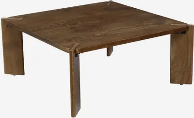 Produktbild von sweeek - Exotischer quadratischer Couchtisch aus Massivholz - Nussbaumfarben