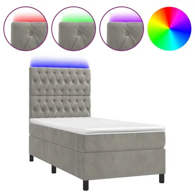 Obrázok produktu pre vidaXL Boxspring posteľ s matracom a LED svetlom sivá 80x200 cm Velvet
