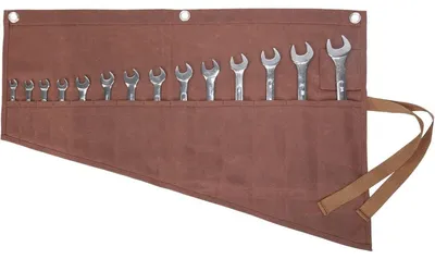Produktbild von Werkzeug-Rolltasche aus gewachstem Segeltuch, 14 Taschen, Braun, 70x45 cm