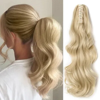 Produktbild von Pferdeschwanz Clip Extensions 45 cm Gewellt Haarteil #613C Bleichblond Synthetisch