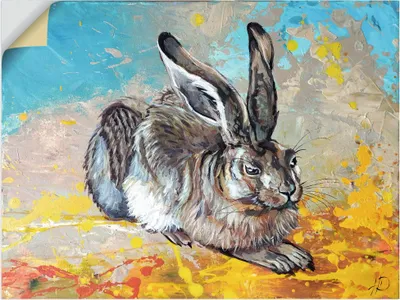 Produktbild von ARTland Wandbild, selbstklebend Feldhase Größe: 60x45 cm