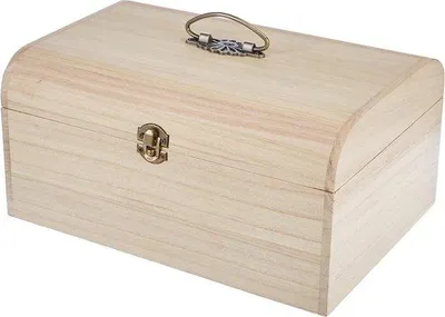 Produktbild von Holz Werkzeugkoffer 295 x 205 x 14 cm - antik Beschläge - Metallgriff und -Schließe - Bastelkoffer - Werkzeugkoffer - naturbelassenes Holz