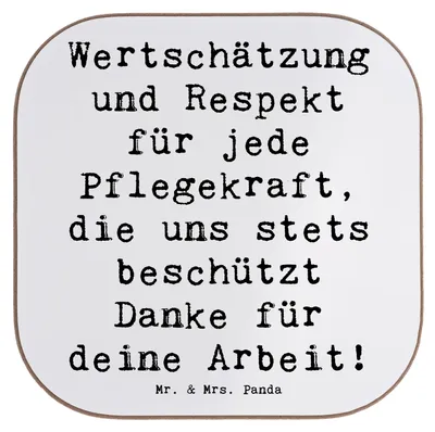 Produktbild von Mr. & Mrs. Panda Tassen Untersetzer Spruch Pflegekraft Wertschätzung - Weiß - Geschenk, Bedanken, Aufmerksamkeit, für Gläser, gläseruntersetzer, Getränkeuntersetzer, Glas
