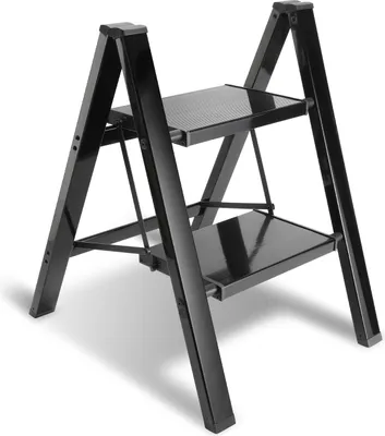 Immagine prodotto di Scala pieghevole 2 gradini Nero Scaletta Scaletta pieghevole Alluminio