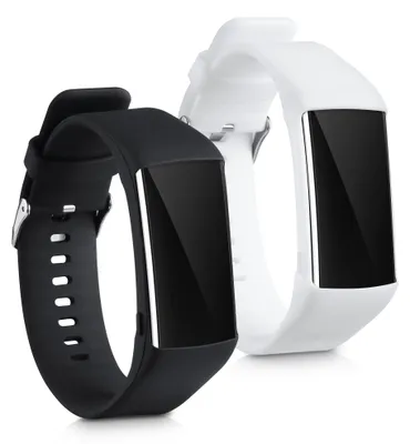 Produktbild von kwmobile 2x Uhrenarmband für Polar A360 / A370 Armband - Fitnesstracker Band Set aus TPU Silikon - Ersatzarmband Smartwatch - Schwarz Weiß
