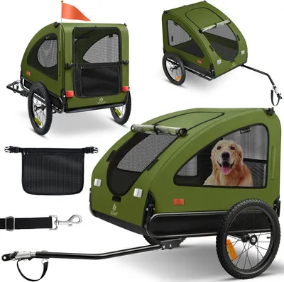 Produktbild von KESSER® Hundeanhänger Boxer 2-in-1 Hundebuggy Fahrradanhänger groß ca. 250L Volumen - Inkl. Fahne und Tasche - 600D Oxford Canvas, Klappbar SmartSpace Concept, maximale Belastbarkeit: 45kg