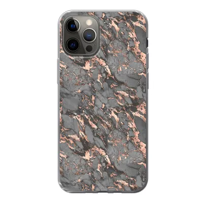 Produktbild von MuchoWow® Handyhülle Schutzhülle Hülle für iPhone 12 Pro Marmor - Rose - Grau - Muster Silikon Softcase Handy Hülle - Abdeckung
