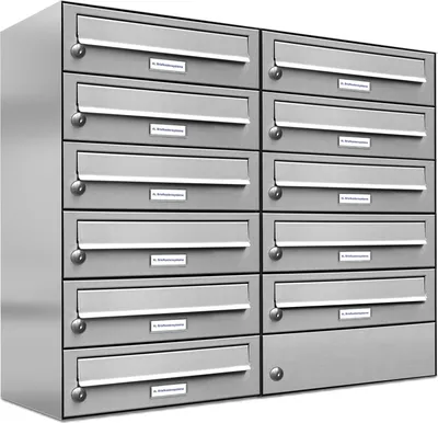 Produktbild von 11er Edelstahl Briefkasten Anlage 11 Fach Wandbriefkasten Postkasten