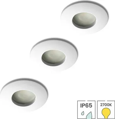 Produktbild von 3-er Set Bad-Einbaustrahler weiß + LED-Spots GU10 Philips CorePro | 3,5 Watt | IP65 | 2700K warmweiß