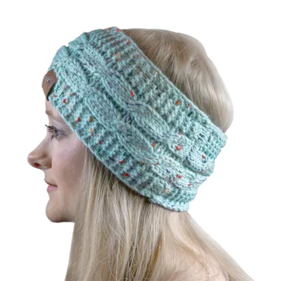 Produktbild von Cosey- gefüttertes weiches Strick Stirnband mit Innenfleece in gesprenkelt hellblau