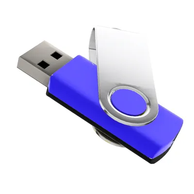 Produktbild von 2GB USB Stick Swivel Schwarz/Blau mit Silberem Bügel,