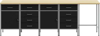 Produktbild von vidaXL Arbeitsschrankset mit Schubladen 5 pcs Schwarz und Grau