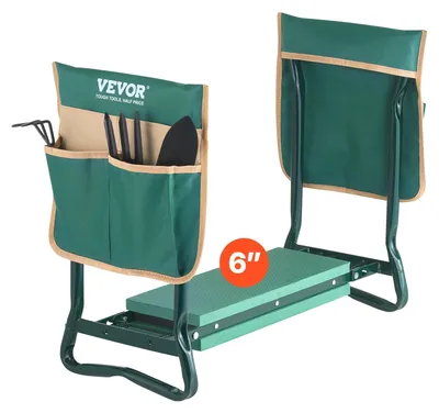 Image de Banc à genoux VEVOR 590 x 290 x 490 mm, coussin pour les genoux 152 mm, aide pour les genoux, jardinage jusqu'à 150 kg, siège de jardin pliable avec 2 poches à outils, tabouret de travail soulage les douleurs aux genoux et au dos