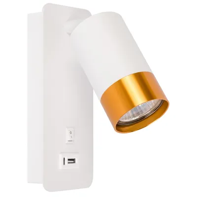 Produktbild von MasterLED Wandleuchte GU10 Weiß Gold mit USB A+C Ladeanschluss & Schalter Leselampe Schlafzimmer Wandstrahler Drehbar Modern