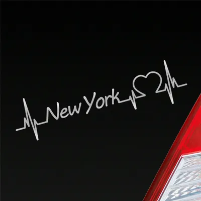 Produktbild von Auto Aufkleber New York Herz Herzschlag 19x5 cm Silber Sticker Heckscheibenaufkleber