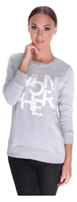 Produktbild von Damen Shirt Bluse Mit Druck; Grau Meliert/S/M 36/38