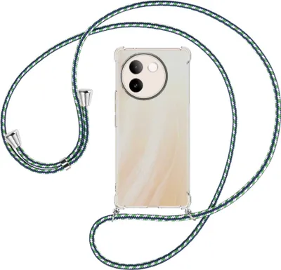 Produktbild von Handykette Backcover-Schutzhülle mit Band (Metall silberfarben) für vivo V30e 5G - grün/blau/weiß