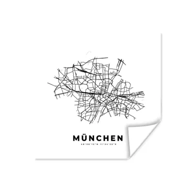 Produktbild von MuchoWow® Poster Karte - Stadtplan - München - Deutschland - Schwarz-Weiß 75x75 cm - Wand Dekoration