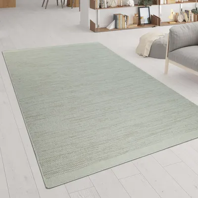 Image de Tapis tissé à la main, tissage plat, style scandinave, motif tissé chiné, couleur blanche, dimensions 80 x 150 cm