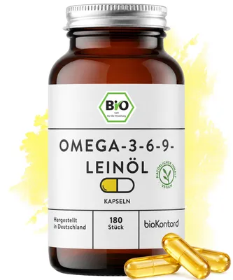 Produktbild von Leinöl Kapseln vegan - Omega-3-6-9-Kapseln | bioKontor