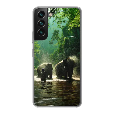 Produktbild von MuchoWow® Handyhülle Schutzhülle Hülle für Samsung Galaxy S22 Elefant - Wasser - Bäume - Grün - Tiere Silikon Softcase Handy Hülle - Mobiltelefonhülle