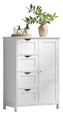 Obrázek produktu pro Skříňka do koupelny, bílá, z MDF, úložný prostor, úsporný design, rozměry 35x65x90 cm