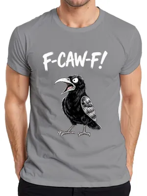 Zdjęcie produktu dla F CAW F Kruk – sarkastyczna, zabawna koszulka męska w stylu gotyckim na Halloween, szara, rozmiar XL