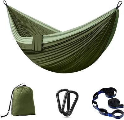 Produktbild von Ibenzoa® Ultraleichte Doppel‑Hängematte für 2 Personen, 300 x 200 cm, Parachute‑Nylon, 300 kg Tragkraft, inkl. 3 m Aufhängeriemen