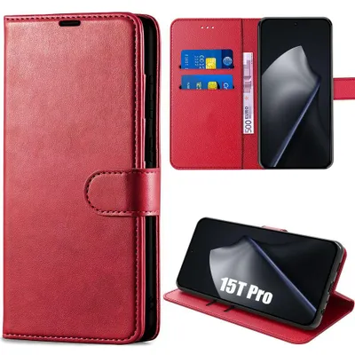Image de Coque pour Xiaomi 15T Pro, Protection Anti-Rayures Antichoc Synthécuir - Rouge