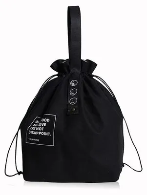 Image de Sac-repas en toile isolé avec cordon de transport, à large ouverture, pliable et léger, sac de travail, sac de bureau, sac de pique-nique, noir