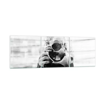 Produktbild von Bilder auf glas - 3 Teile - Fotograf Schwarzweiß Doppel - 150x50cm - Glasbilder - Wandbilder - Bilder - Wanddekoration aus Glas - Glas Bilder - Wandbild auf Glas - GCA150x50-4586
