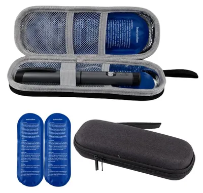 Produktbild von Insulin Kühltasche Klein mit 2 Kühlakkus für Diabetikerutensilien, Schwarz