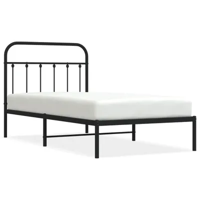 Produktbild von Bettgestell mit Kopfteil Metall Schwarz 100x190 cm