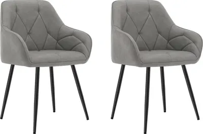 Produktbild von Set aus 2 Esszimmerstühle – Gepolsterte Küchenstühle mit Rückenlehne und Armlehnen – Stahlbeine – Für Wohnzimmer, Büro oder Schminktisch – Samt