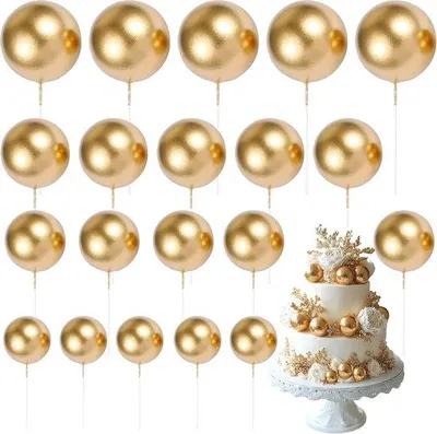 Produktbild von 20 Stuks Gouden Mini-Ballonnen en Toppers für Hochzeit, Geburtstag und Jubiläum