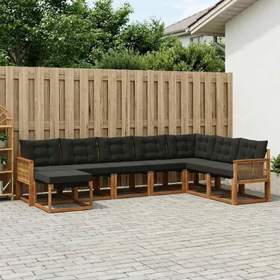 Produktbild von Möbel Outdoor-Sofagarnitur mit Kissen 8 pcs Natürlich und SchwarzGartensofas - Gartensofas c681