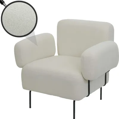 Produktbild von Lounge-Sessel HWC-L83, Cocktailsessel Polstersessel Sessel, Bouclé Stoff/Textil Metall  creme