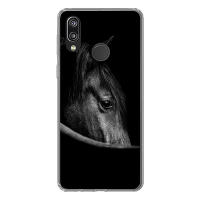 Produktbild von MuchoWow® Handyhülle Schutzhülle Hülle für Huawei P20 Lite (2020) Pferde - Porträt - Schwarz - Tiere Silikon Softcase Handy Hülle - Kartenhalter
