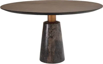 Produktbild von Casa Padrino Luxus Esstisch Grau Ø 132 x H. 76 cm - Runder Marmor Küchentisch - Luxus Esszimmer Möbel