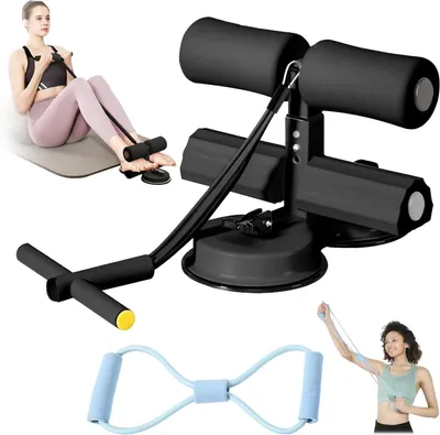 Produktbild von Bauchmuskeltrainingsgerät mit 3 Höheneinstellungen, doppelten Saugnäpfen und mehrteiligem Zugband