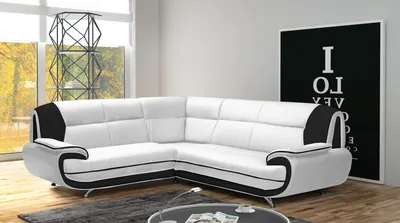 Produktbild von Emoebel24 Ecksofa Onyx 3-R-3 240x240x89 cm Eckcouch aus Kunstleder im verschiedenen Farbvarianten (weiss-schwarz)